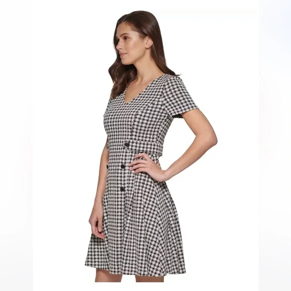 Dkny V-Neck Fit-And-Flare Dress - Black